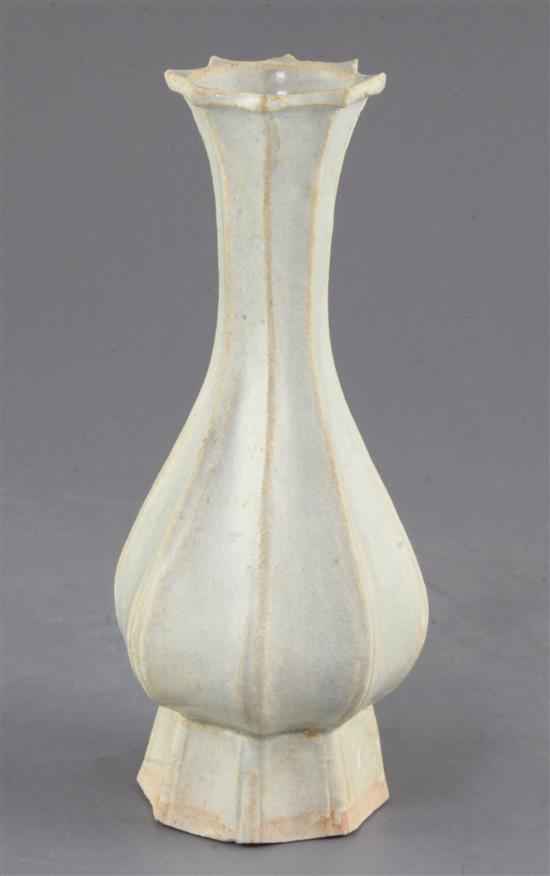 A Chinese Qingbai octagonal baluster vase, Song dynasty, 12th - 13th century, height 21.5cm